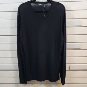 NWT Theory Men's Black Wool Blend V-Neck Sweater Large